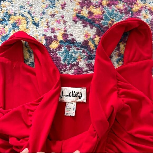 90s Vintage Deep Red ruched sexy sleeveless  Formal maxi dress - Picture 8 of 8